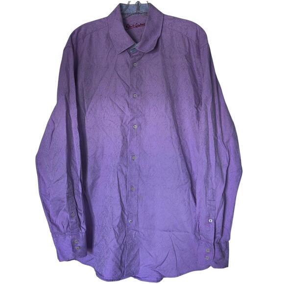Robert Graham Shirt Mens XL Purple Paisley Jacquard Button Front Long Sleeve - Picture 1 of 9